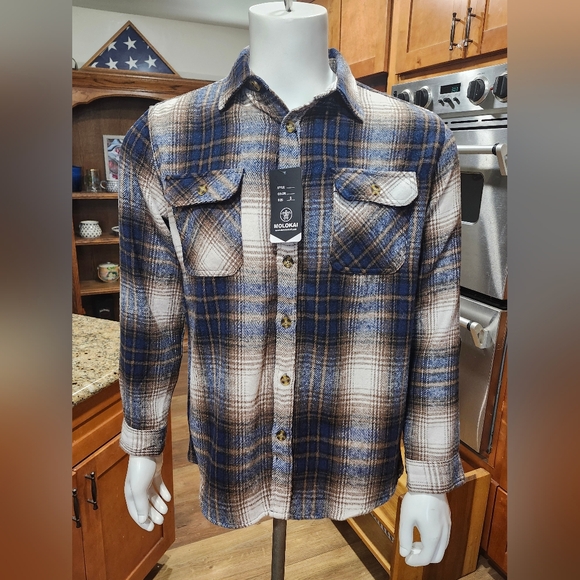 Molokai Surf Co. Long Sleeve Button Up Flannel Plaid Shirt - Size Small - Picture 12 of 12